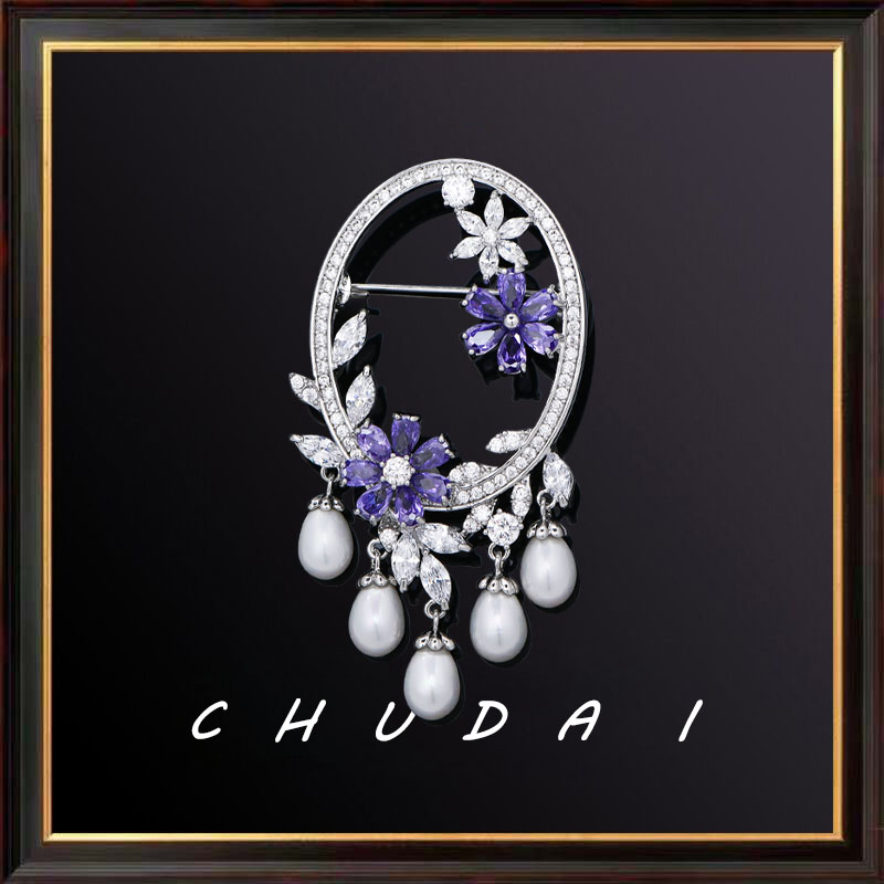 新中式锆石女士窗花胸针饰品