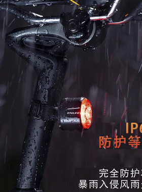 enlee 山地公路自行车炫彩尾灯骑行智能刹车高亮警示尾灯Type-C