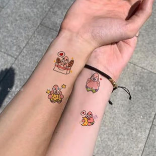 海绵宝宝儿童卡通纹身贴纸可爱创意ins风玩具装饰一次性