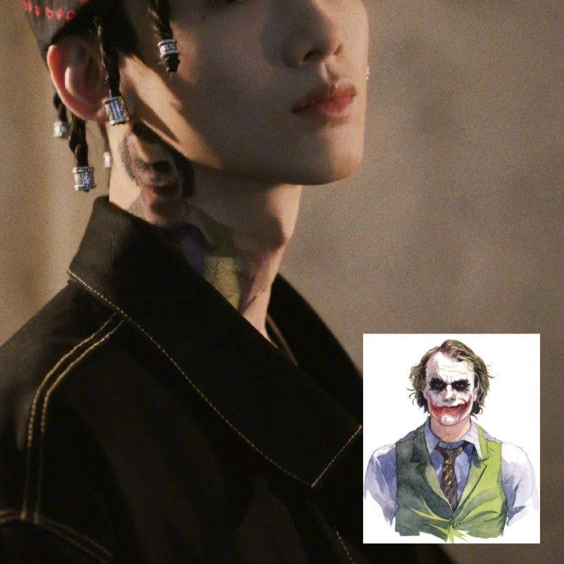 白敬亭同款纹身贴防水蝙蝠侠小丑花臂欧美 joker花臂逼真万圣节
