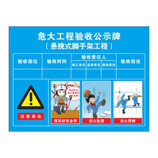 危大工程验收公示牌危大工程警示牌悬挂式脚手架工程基坑工程卸料操作平台建筑幕墙安装钢架构安装工程可定制