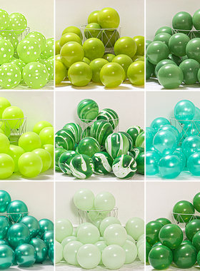 复古橄榄绿牛油果墨绿色气球儿童生日派对布置森林系主题场景装饰