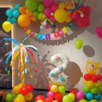 多巴胺生日派对布置彩虹气球