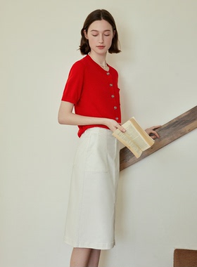 miss fantasy 防晒防透白色牛仔裙半身裙夏季女装中裙