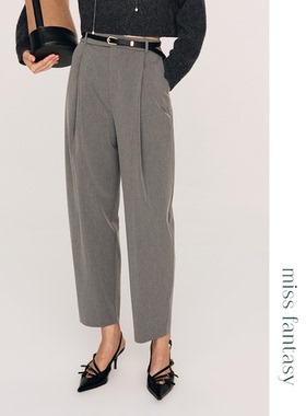 miss fantasy 抗皱垂感TR面料 精裁显瘦褶裥萝卜西裤FB483523O