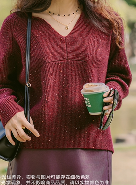 miss fantasy康赛妮彩点山羊绒V领毛衫FCF3CST004