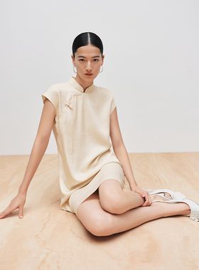 miss fantasy 进口二醋酸混纺暗纹提花直身旗袍FD5089244