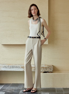 miss fantasy后开权窄腿裤休闲裤女2024夏季新款宽松显瘦直筒裤子