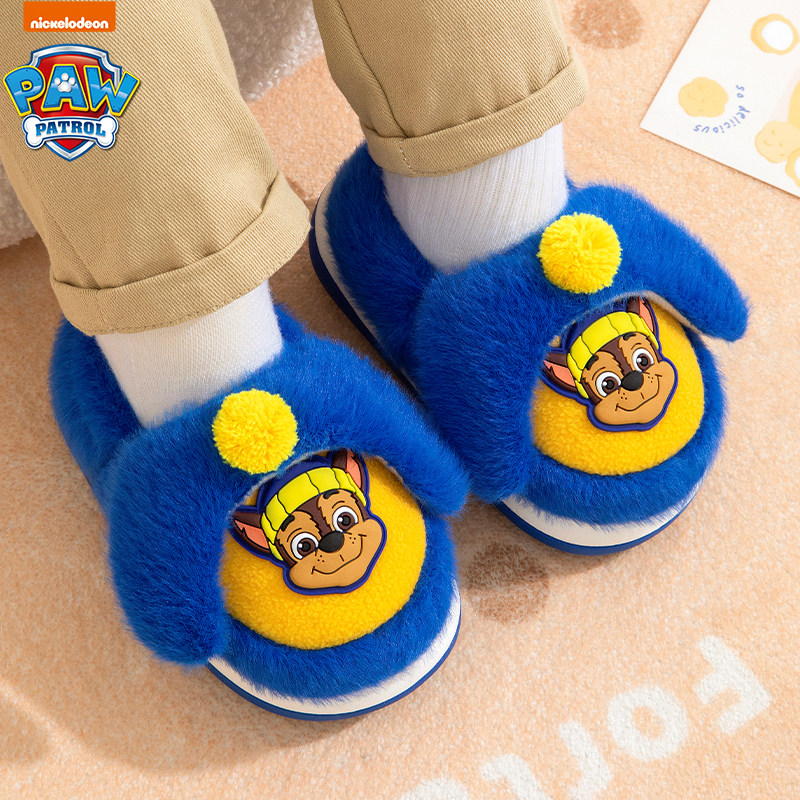 汪汪队儿童包跟棉鞋女孩室内外冬季加绒厚底棉拖鞋男童防滑毛毛鞋