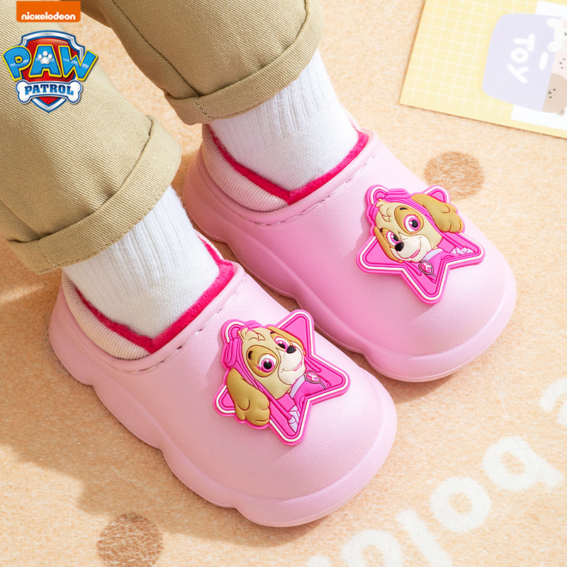 汪汪队儿童棉鞋女童包跟棉拖鞋男孩室内外防水防滑毛托鞋加绒保暖