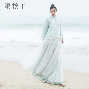 复古双层网纱裙裤女春夏季长裤子