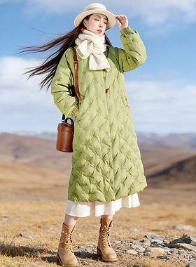 清【恰逢晚冬】复古原创刺绣羽绒服女冬季纯色修身牛角扣加厚外套