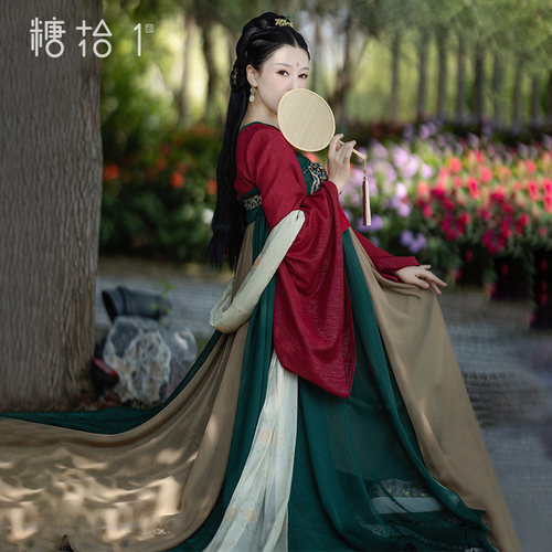 十一纳兰词原创红色广袖唐制汉服