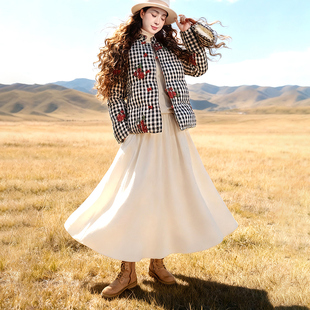 新款 忆旧保暖毛呢半身裙女2025冬季 百搭显瘦白色伞裙 星河一梦