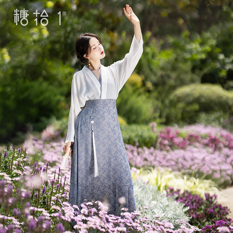 汉元素天丝衬衫女夏天半身裙套装