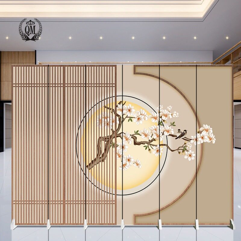 新中式款古风屏风隔断折叠推拉客厅遮挡办公室遮挡墙酒店双面折屏