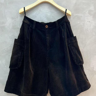 小红分享-古蘭木-2025半松紧条绒做旧直通六分裤3590