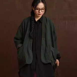 衣路走来-2024宽松麻料V另宽松版外套37942