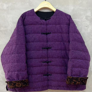 长71围140 羽绒棉衣 4101盘口圆领开衫 古澜木