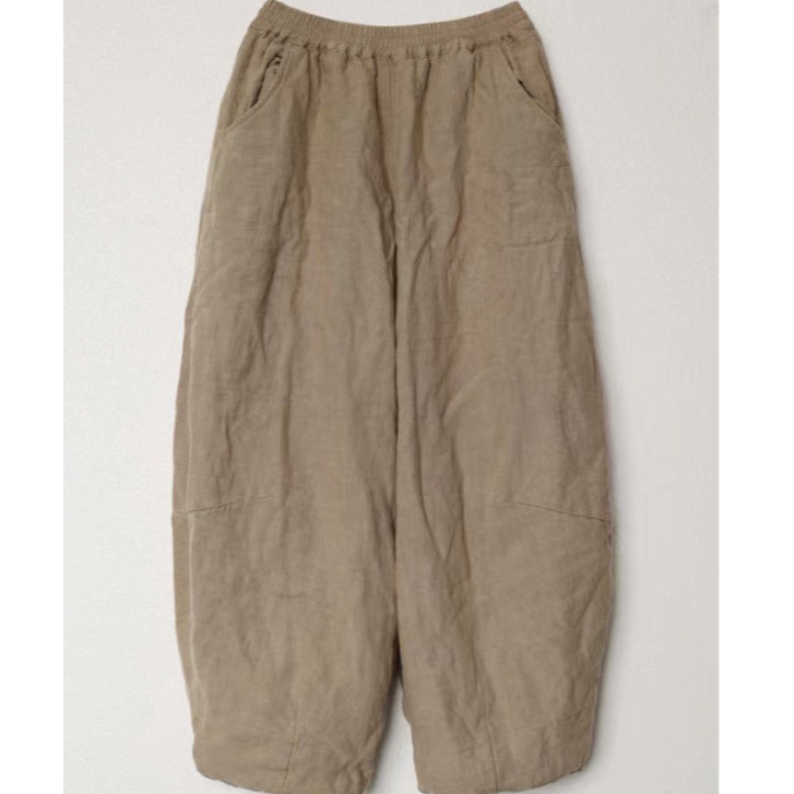 衣路走来-宽松做旧休闲全松紧长棉裤39342（长95臀围162）