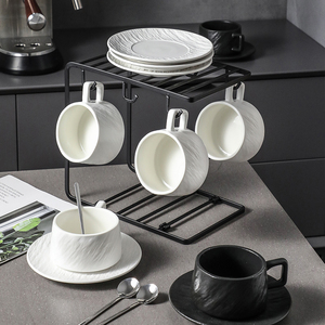 咖啡杯子高端精致陶瓷早餐杯高颜值水杯欧式咖啡杯碟套装下午茶杯