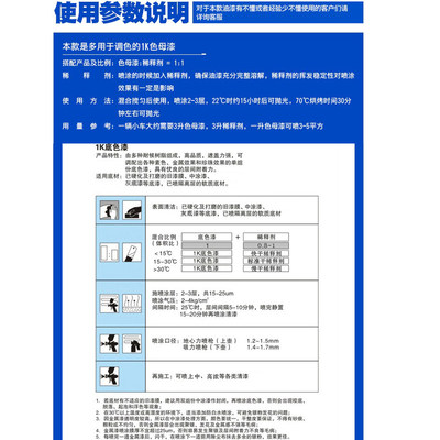 柒师傅1K汽车色母漆单组份油漆涂料调色调漆金属漆成品漆面漆烤漆