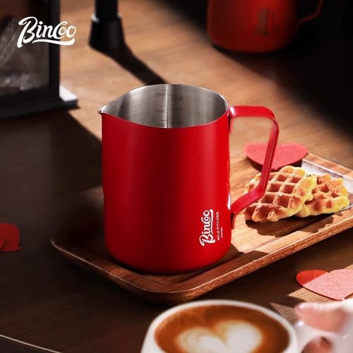Bincoo咖啡红色拉花缸尖嘴拉花杯打奶泡缸350ml/600ml不锈钢拉花