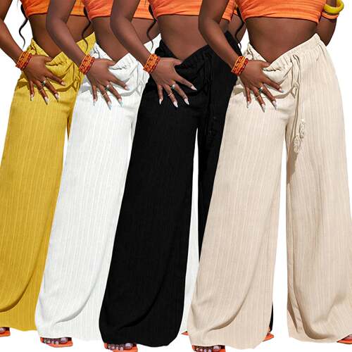 Women's Wide Leg Pants Woven High Waist Comfortable and