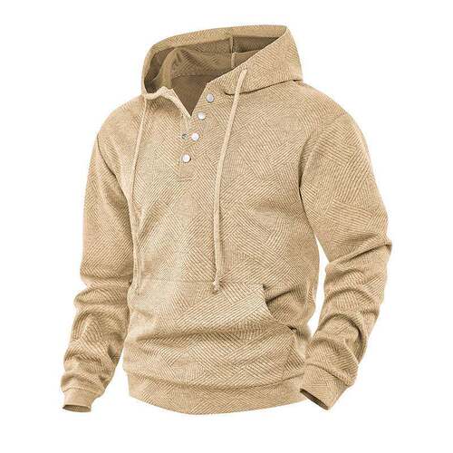 Men's Solid Color Jacquard Pullover Hoodie Simple &