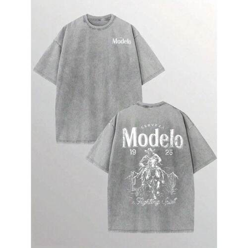 Vintage Letter & Cowboy Print Casual Graphic Design Short