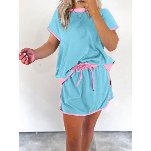 TFNOSIZE Womens 2Piece Lounge Set Colorblock Drop Shoulder