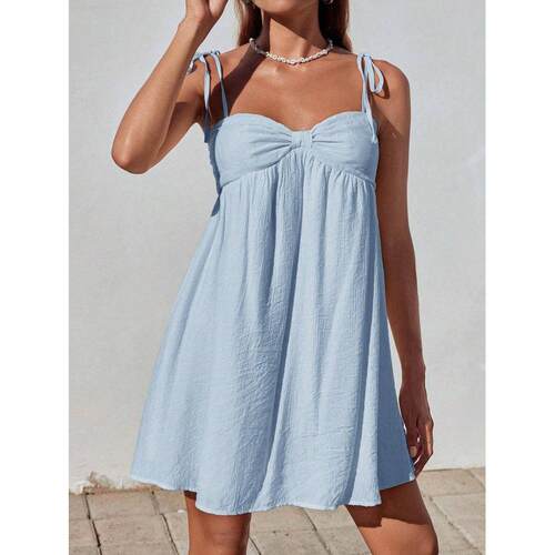 Women's Solid Color Tie Shoulder Cami Dress Casual Wear