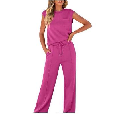 Women's Solid Fitted Tank Top with Pockets & Drawstring