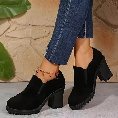 Women's Fall Winter Round Toe High Heel Chelsea Boots