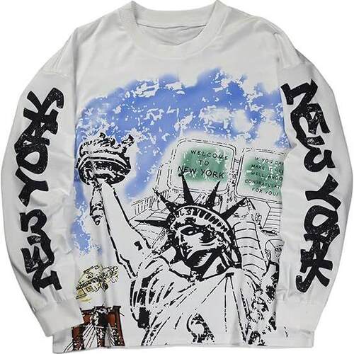 Long Sleeve Fitted T-Shirt Fabric Freedom Goddess Print