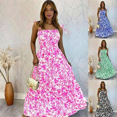 Women's Ditsy Floral Print Tie Shoulder Cami Dress Boho