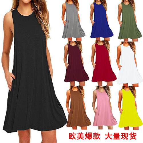 Women's Mineral Wash Sveless Mini Tank Dress with Pockets
