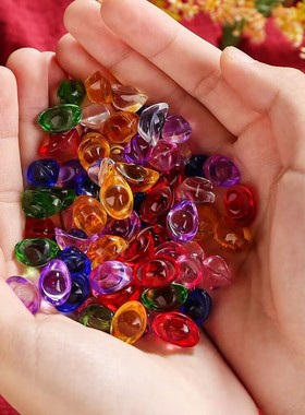 2026七彩琉璃水晶元宝摆件彩色进宝百福铜缸聚宝盆装饰配件客厅装