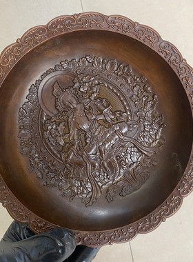 2026仿古做旧龙凤盘子碟子四兽盘子家居装饰盘摆件