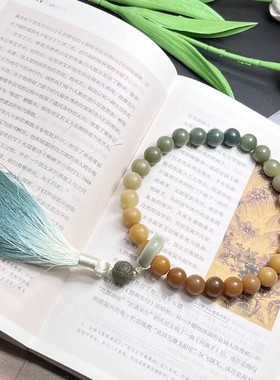 2026焦糖色绿色渐变菩提带跑环雕刻梅花渐变流苏手持文玩手工男女