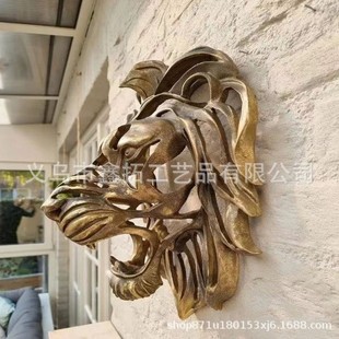 2026独立站新款Lion Head Wall Mounted Art狮子头挂壁树脂工艺品