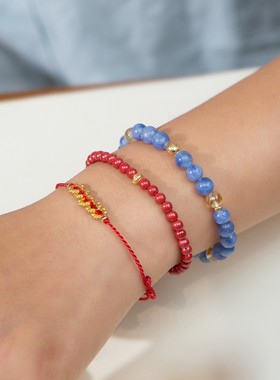 2026新中式朱砂手串一抹红平安福满盈诸事皆顺遂本命年朱砂手链女