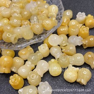 2025老黄玉葫芦花散珠配饰立体黄龙玉花朵花瓶DIY手工串珠半成品