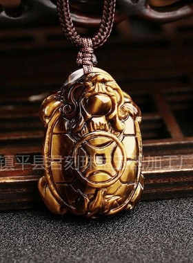 2026厂家金黄色虎眼石如意钱袋子吊坠男女款玉石知足常乐吊坠挂件