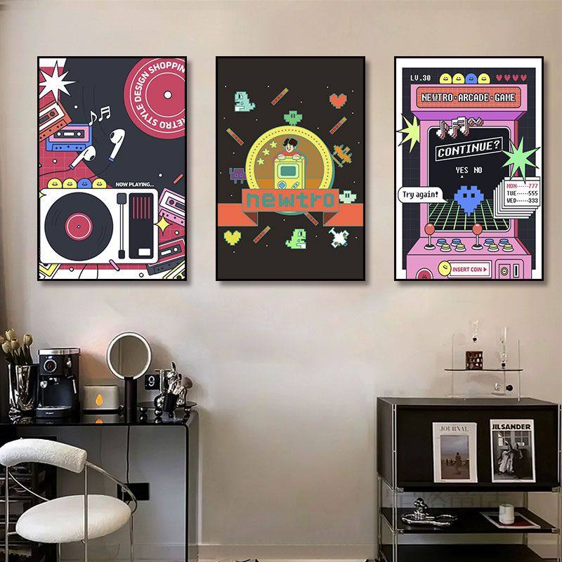 电竞房间复古街机游戏机装饰画创意个性音乐唱片客厅卧室床头挂画