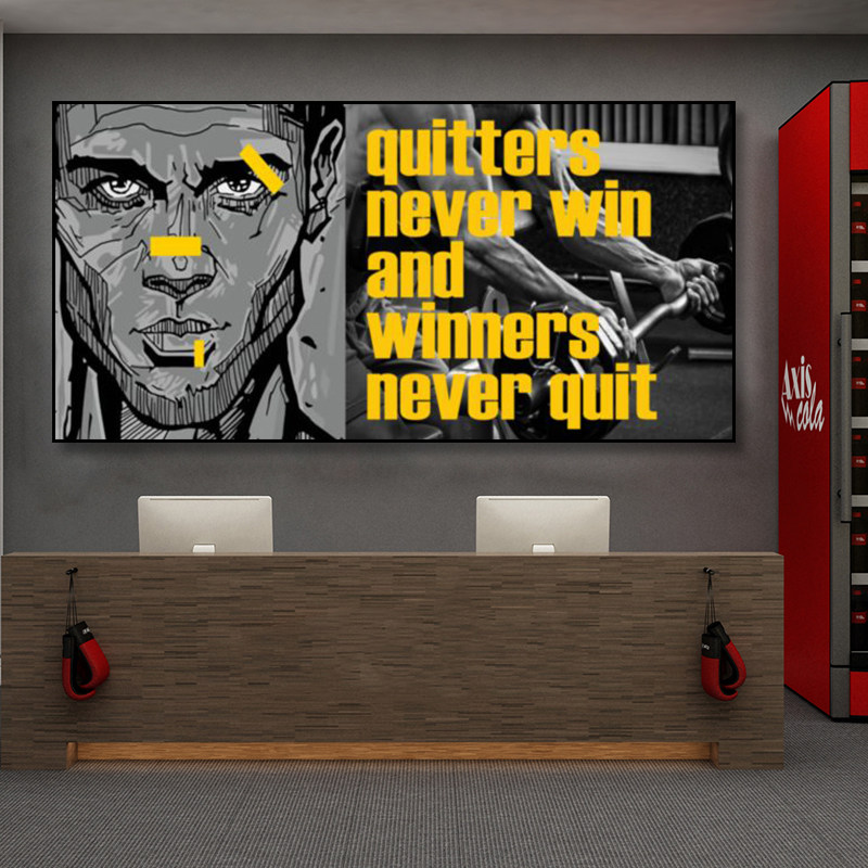 健身房装饰画创意涂鸦励志标语私教工作室壁画绿巨人运动瘦身挂画