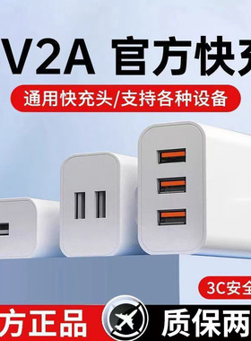 索志5V2A充电头双USB插头10W多口适用苹果16华为oppo小米手机安卓耳机台灯小功率1A慢充原通用数据线充电器