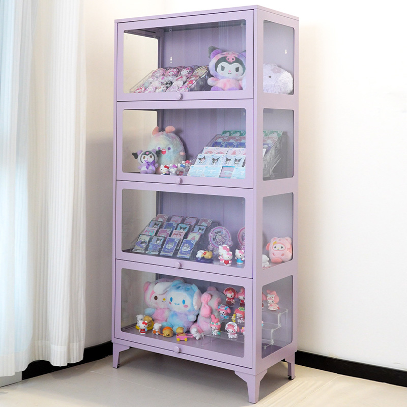 润虎手办柜痛柜谷子吧唧收纳柜紫色玻璃门陈列柜防尘展示柜储物柜