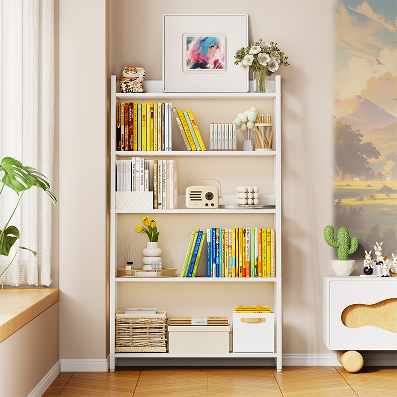 钢制书架家用儿童学生阶梯形收纳架客厅展示架简约多层落地置物架