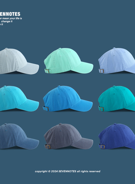 蓝色系列~软顶韩版湖蓝色棒球帽男女四季百搭天蓝色鸭舌帽显脸小